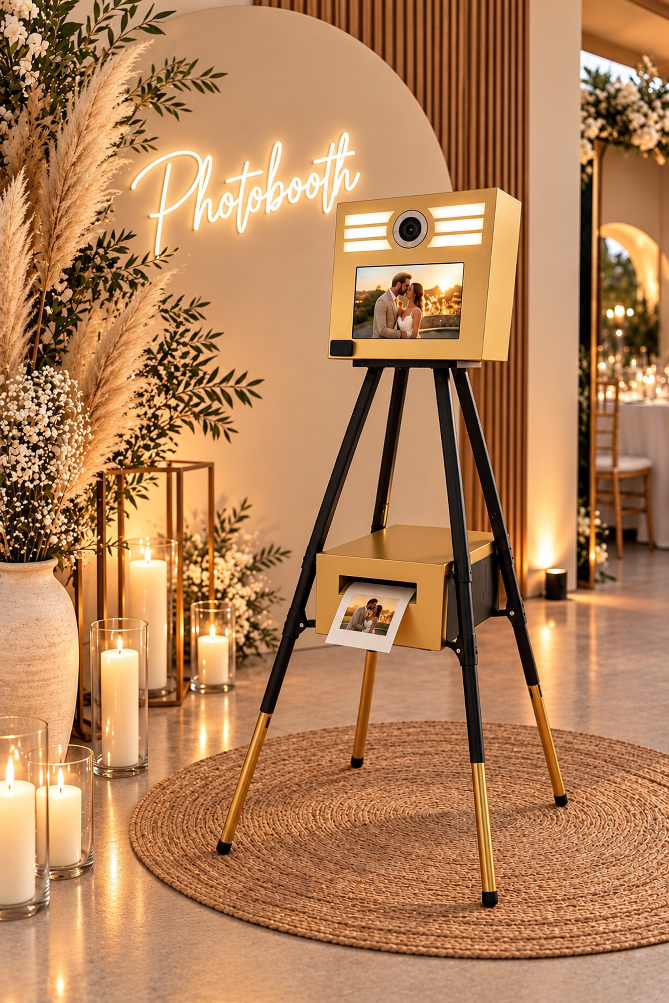 Borne photo Tiny Selfie dorée installée lors d'un mariage